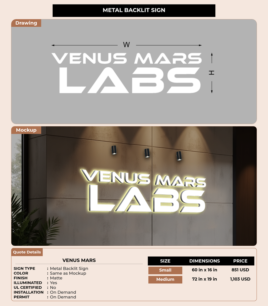 CUSTOM MOCKUP SIGN FOR Venus Mars