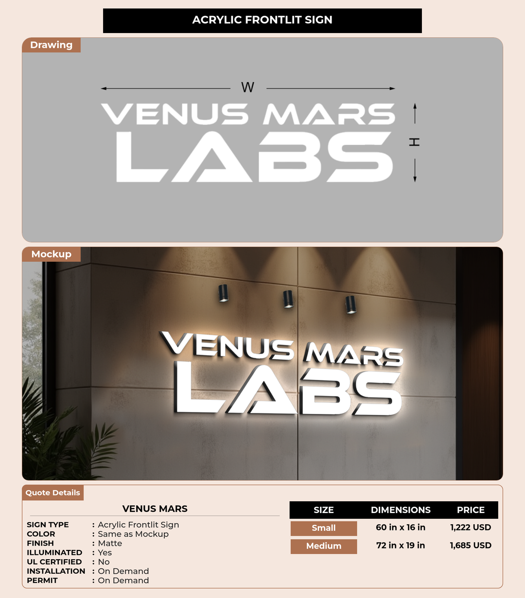 CUSTOM MOCKUP SIGN FOR Venus Mars