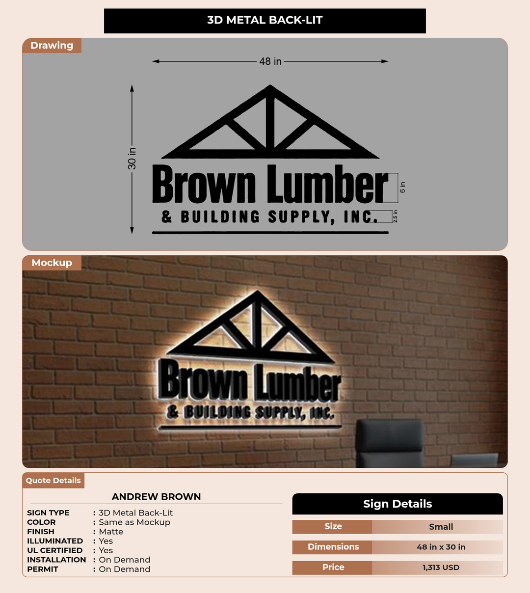 CUSTOM MOCKUP SIGN FOR Andrew Brown