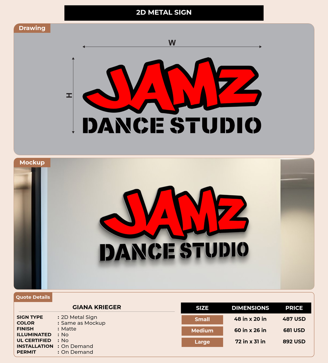 CUSTOM MOCKUP SIGN FOR Giana Krieger