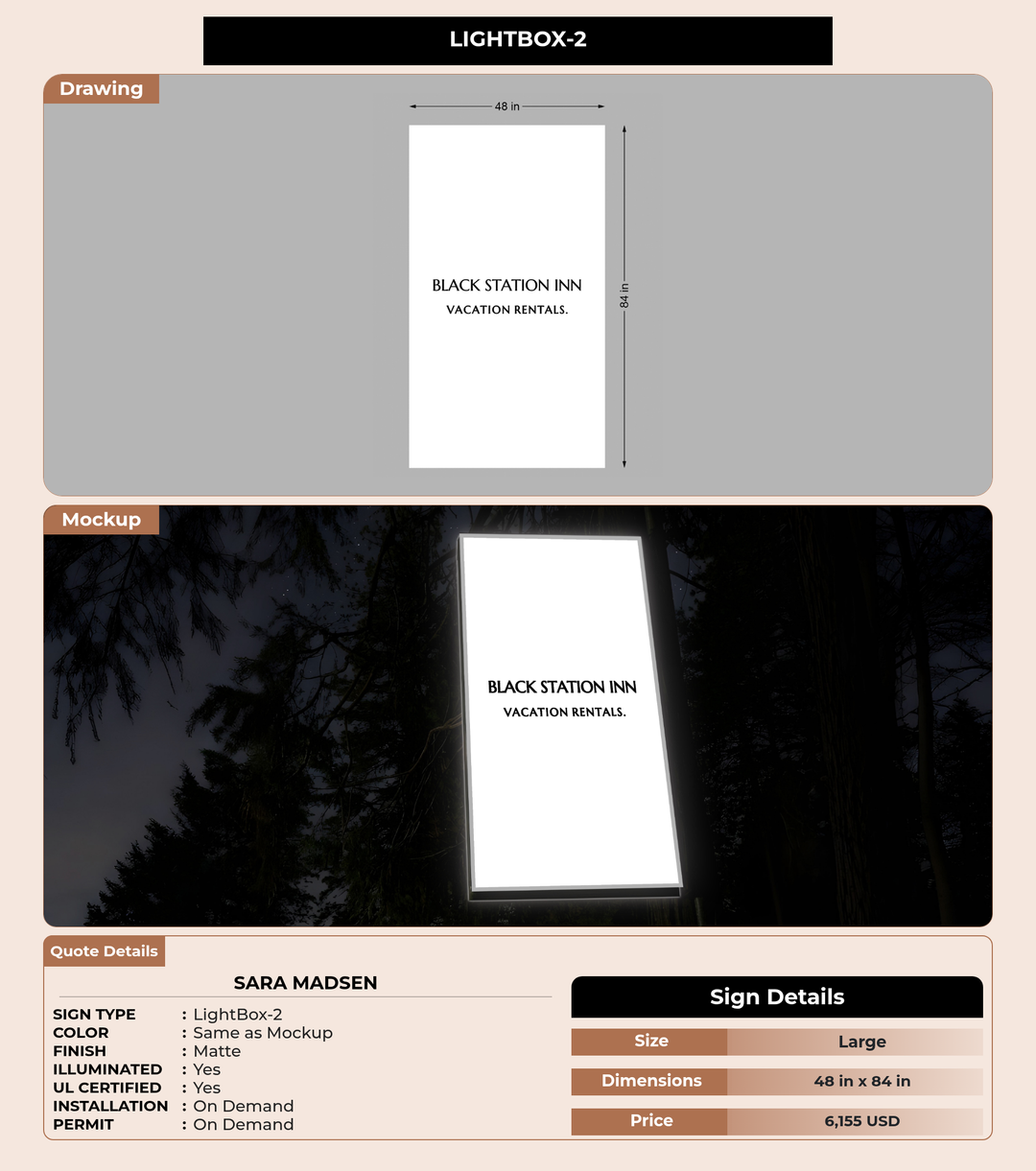 CUSTOM MOCKUP SIGN FOR Sara Madsen
