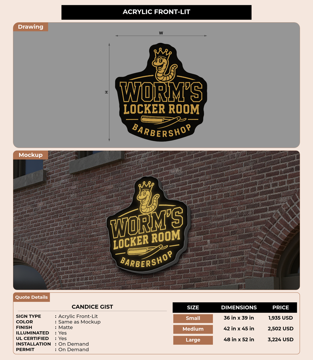 CUSTOM MOCKUP SIGN FOR CANDICE GIST