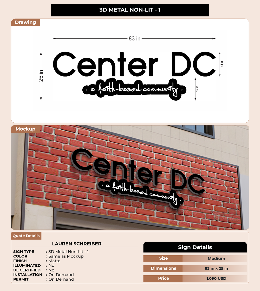 CUSTOM MOCKUP SIGN FOR Lauren Schreiber