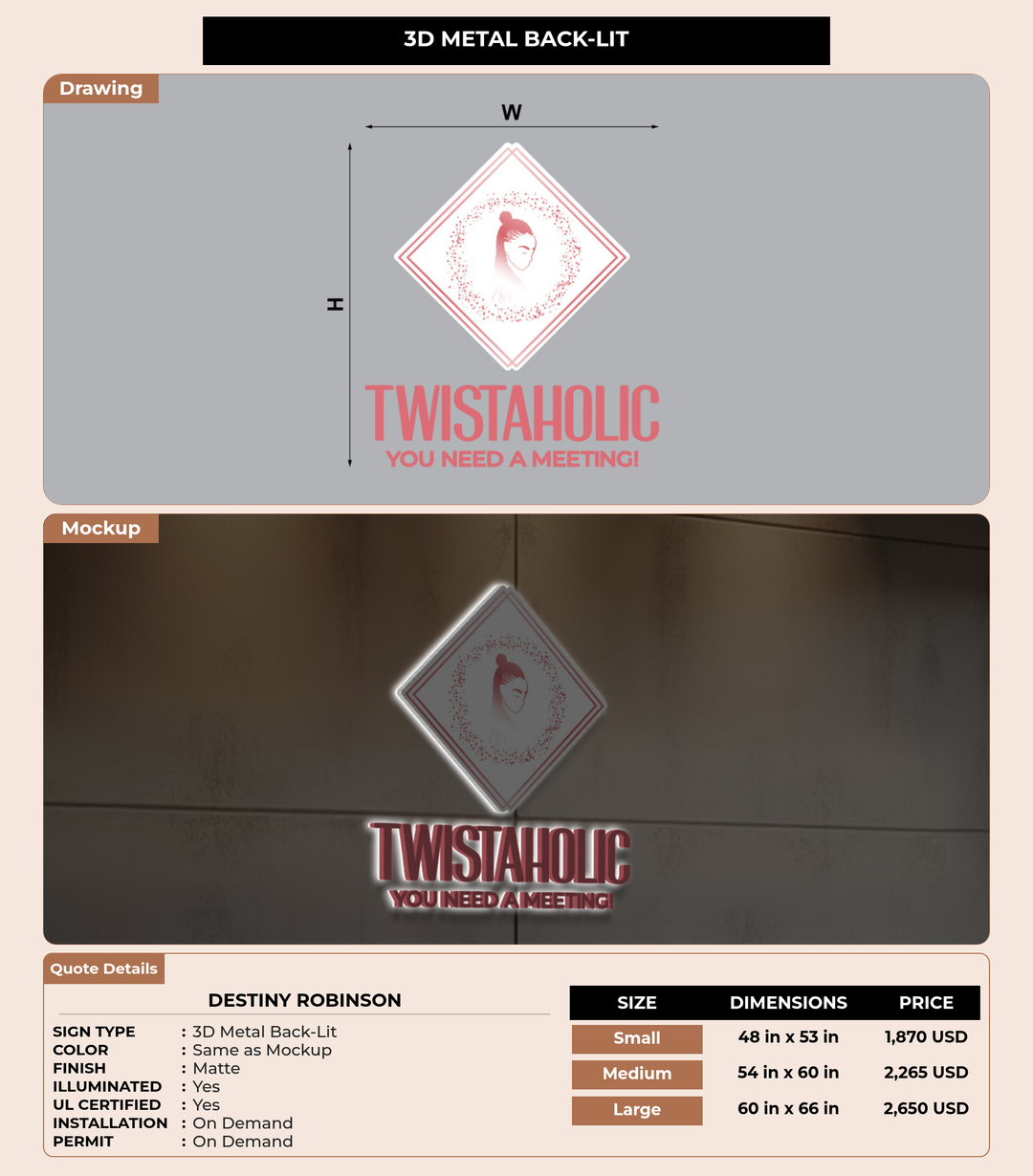 CUSTOM MOCKUP SIGN FOR Destiny Robinson