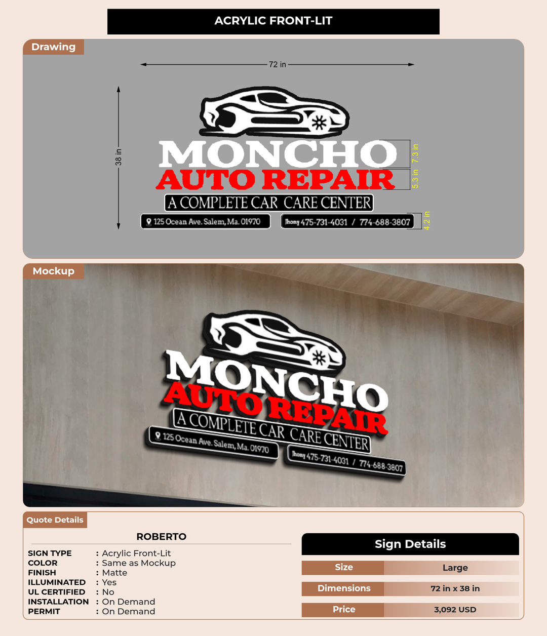 CUSTOM MOCKUP SIGN FOR Roberto