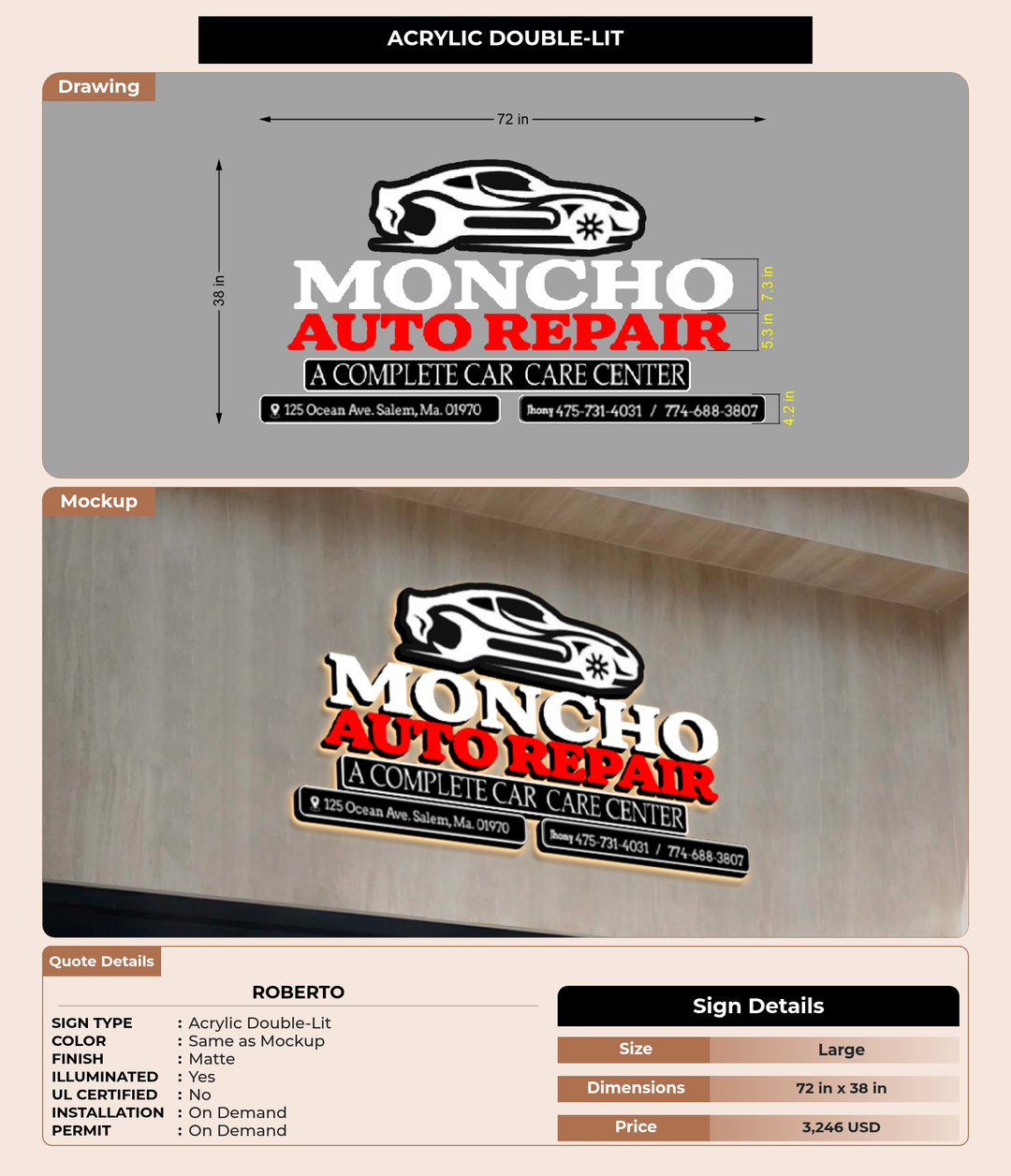 CUSTOM MOCKUP SIGN FOR Roberto