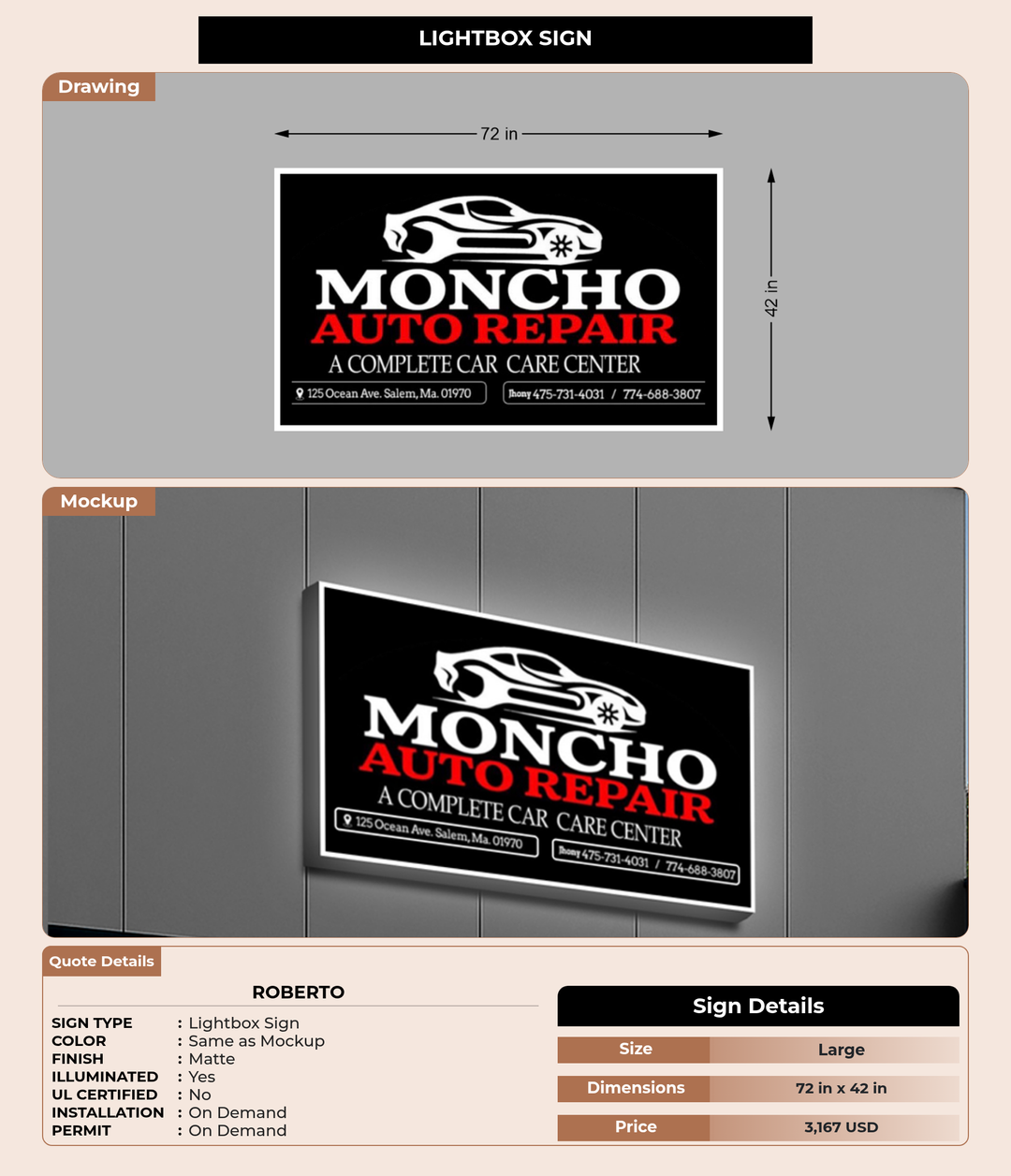 CUSTOM MOCKUP SIGN FOR Roberto