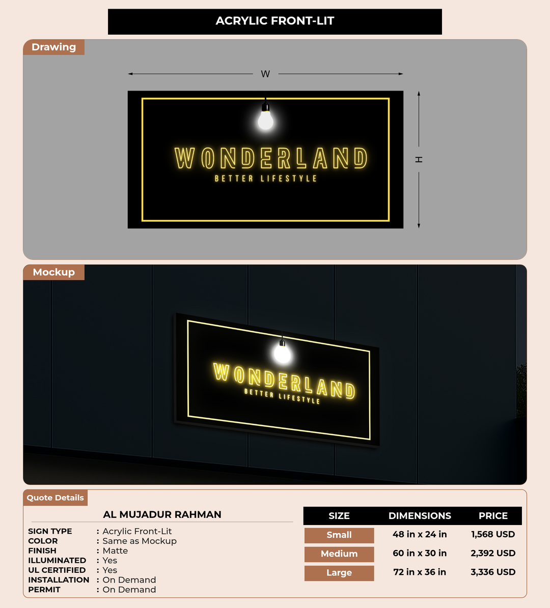 CUSTOM MOCKUP SIGN FOR Al Mujadur Rahman