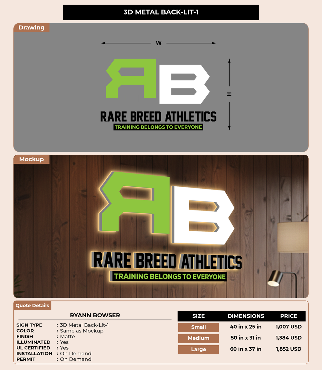 CUSTOM MOCKUP SIGN FOR Ryann Bowser