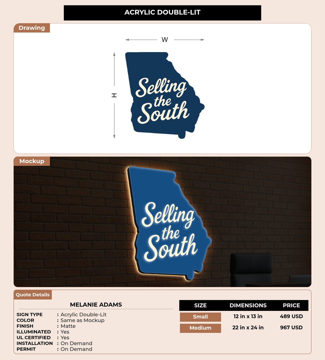 CUSTOM MOCKUP SIGN FOR Melanie Adams