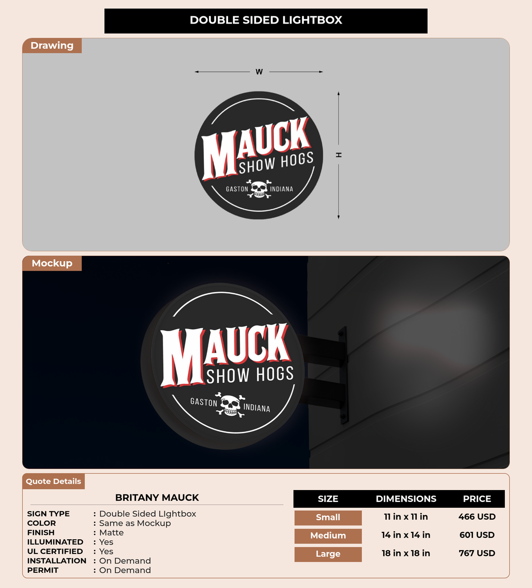 CUSTOM MOCKUP SIGN FOR Britany Mauck