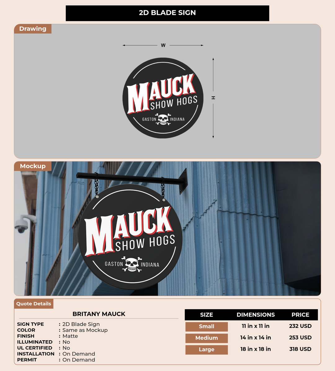 CUSTOM MOCKUP SIGN FOR Britany Mauck