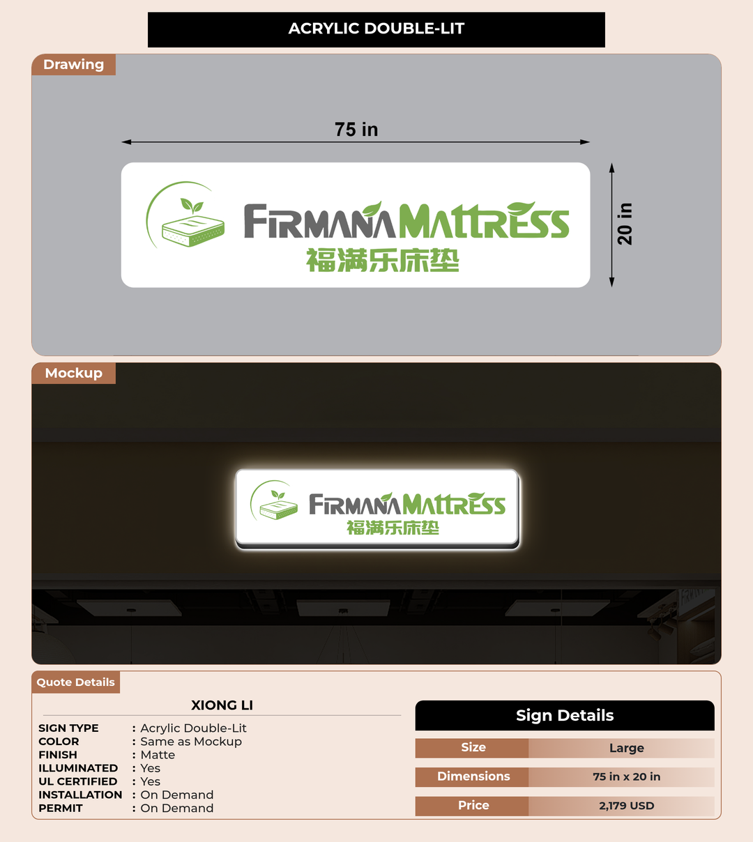 CUSTOM MOCKUP SIGN FOR xiong li