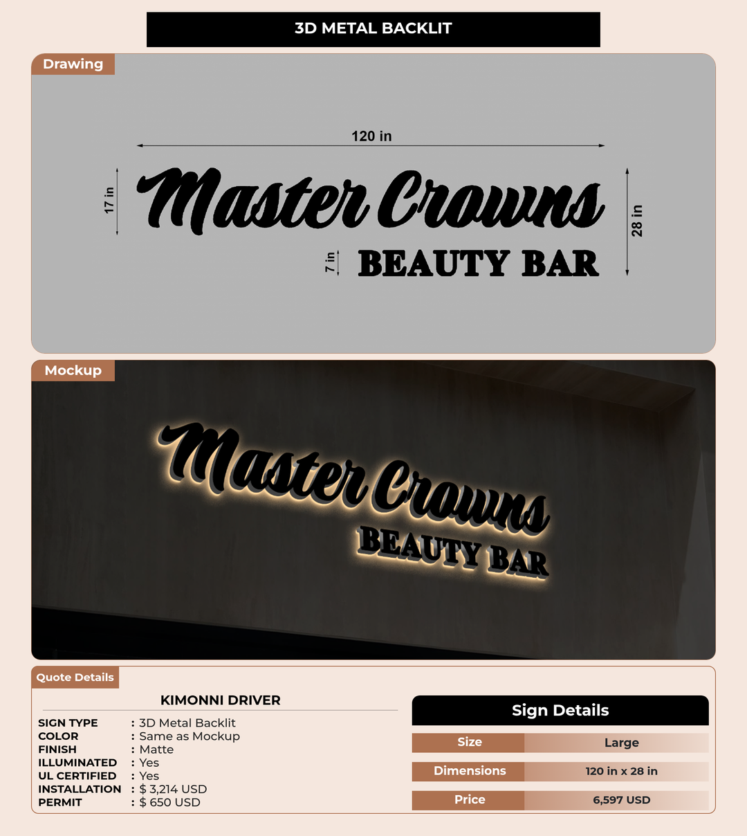 CUSTOM MOCKUP SIGN FOR Kimonni Driver