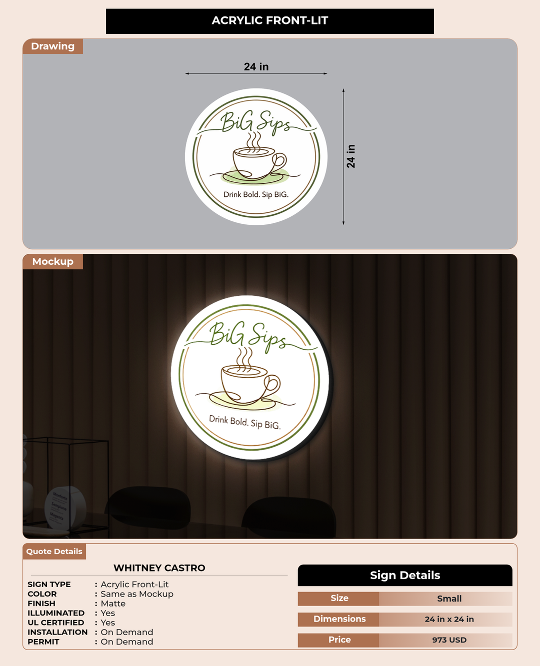 CUSTOM MOCKUP SIGN FOR Whitney Castro