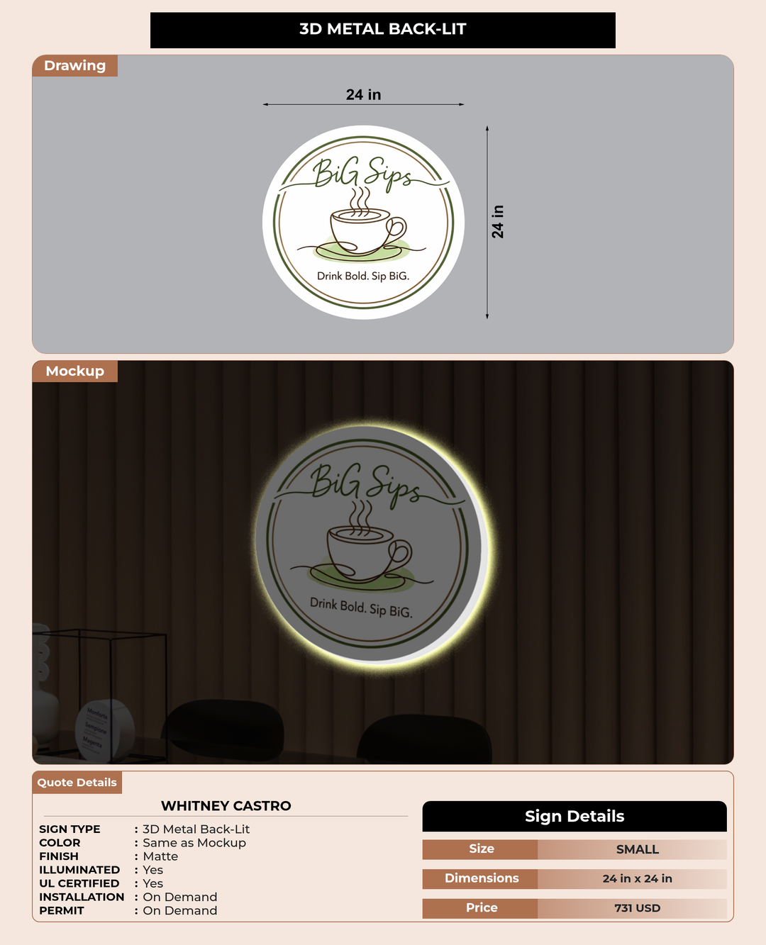 CUSTOM MOCKUP SIGN FOR Whitney Castro