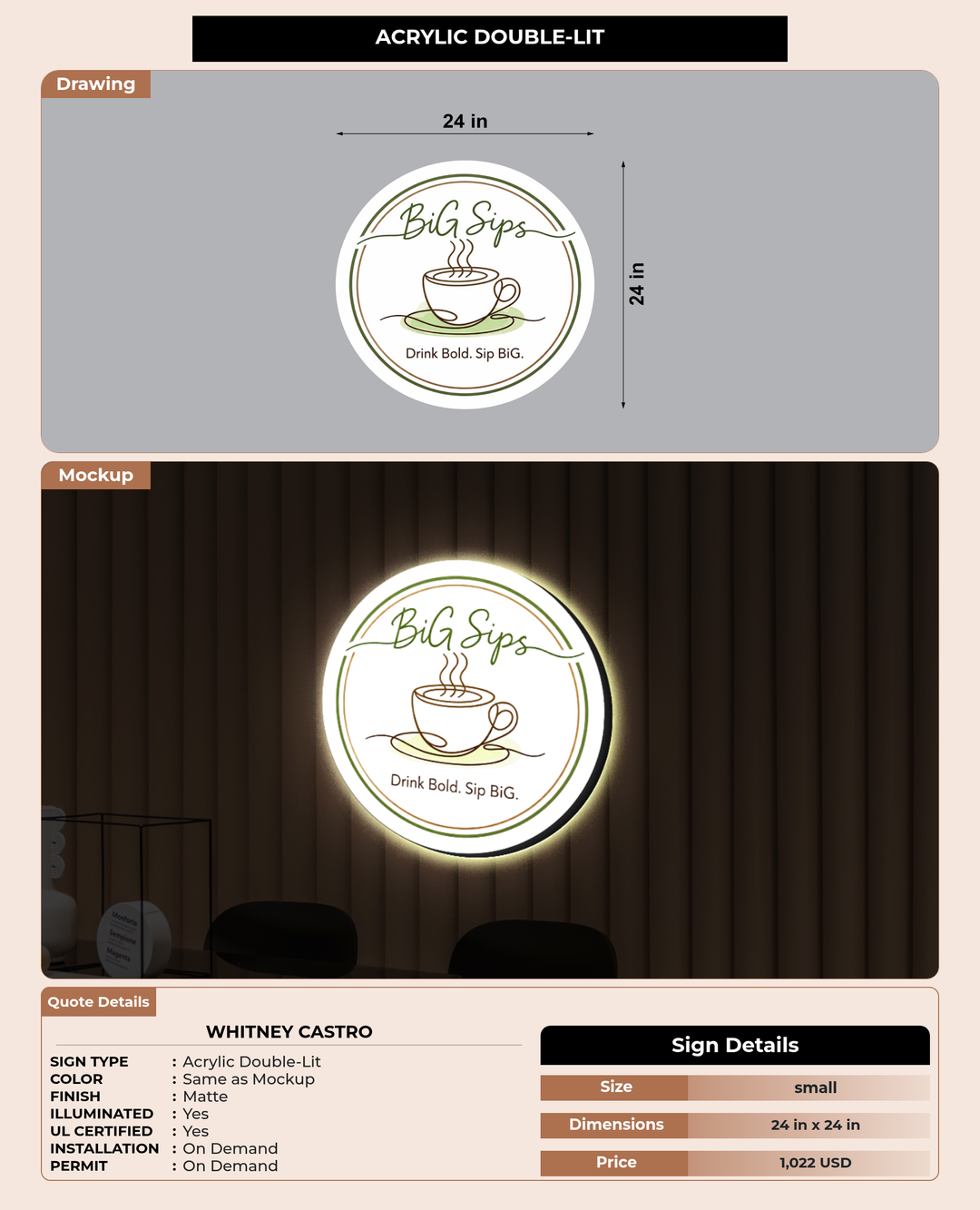 CUSTOM MOCKUP SIGN FOR Whitney Castro