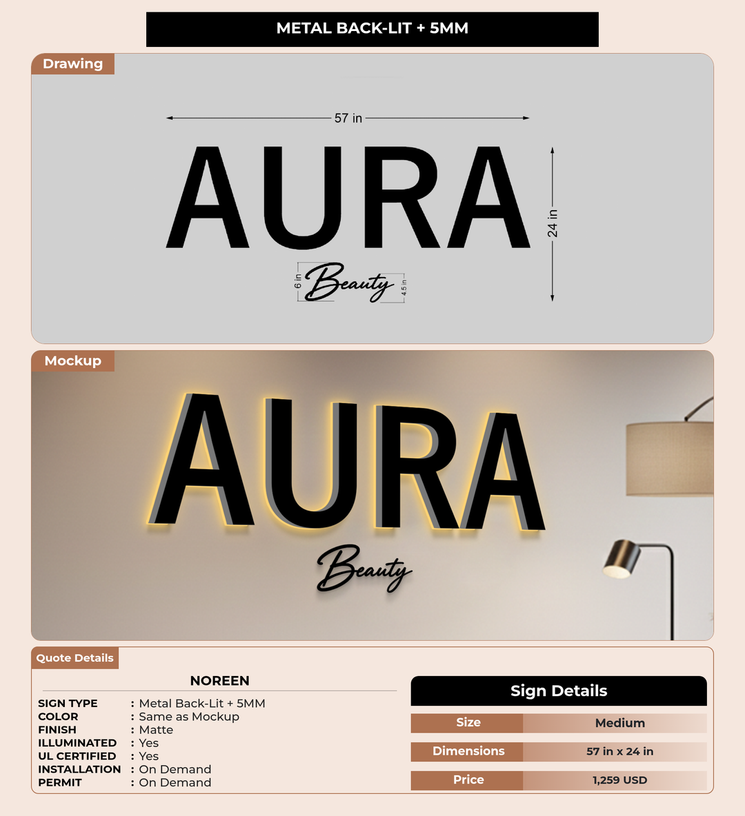 CUSTOM MOCKUP SIGN FOR Noreen