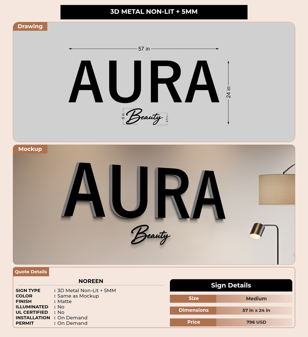 CUSTOM MOCKUP SIGN FOR Noreen