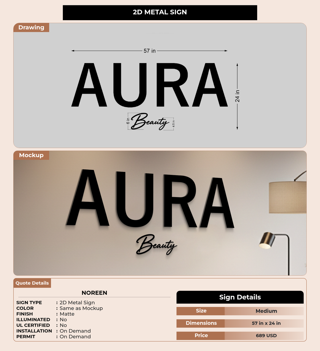 CUSTOM MOCKUP SIGN FOR Noreen