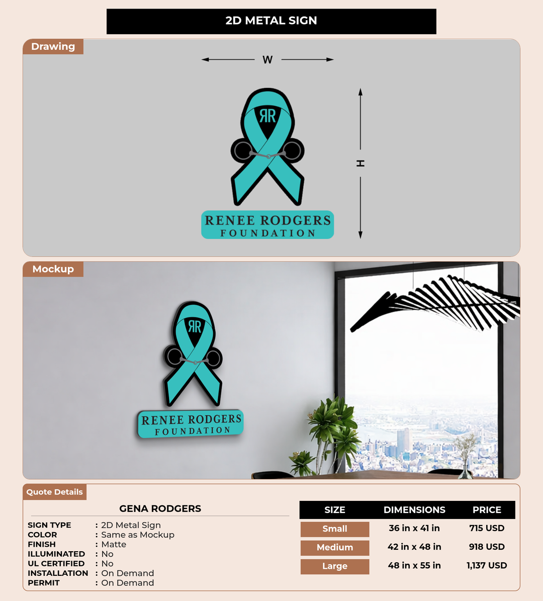 CUSTOM MOCKUP SIGN FOR Gena Rodgers
