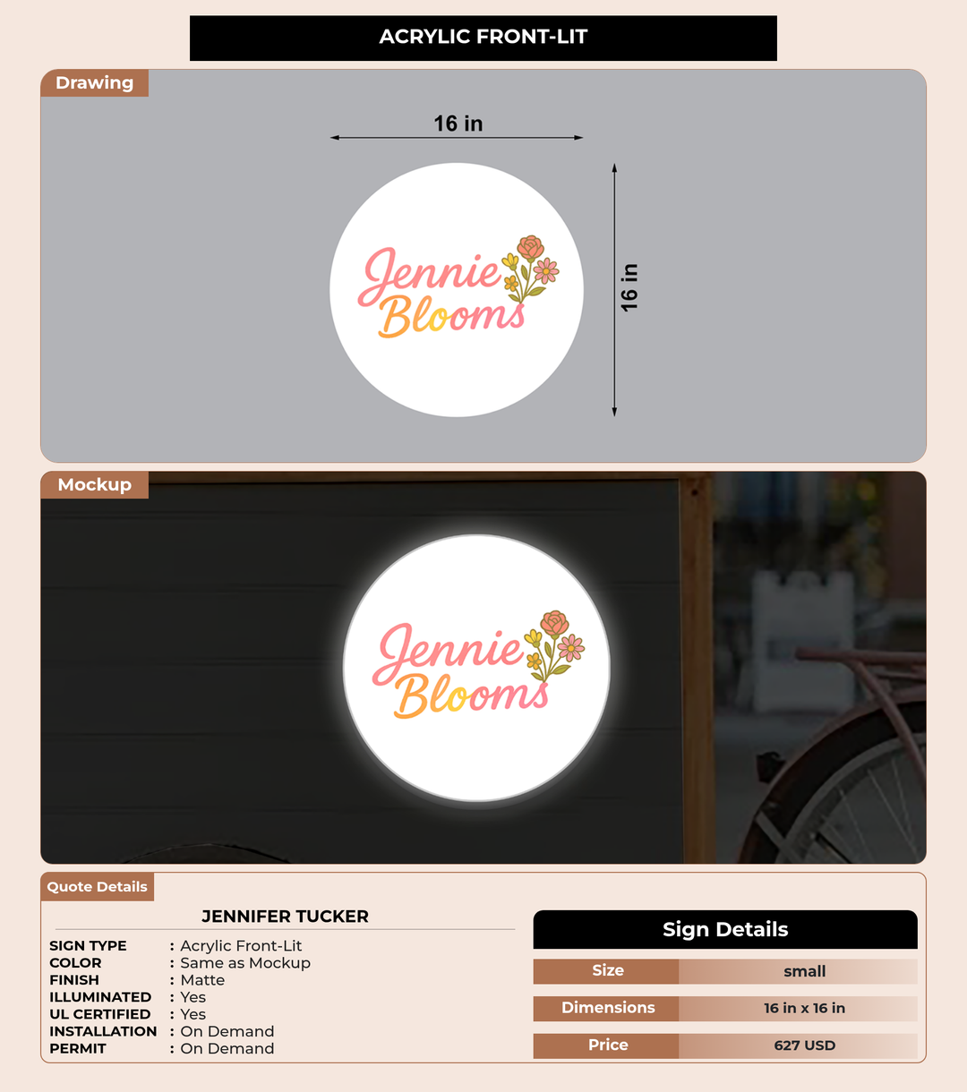 CUSTOM MOCKUP SIGN FOR Jennifer  Tucker