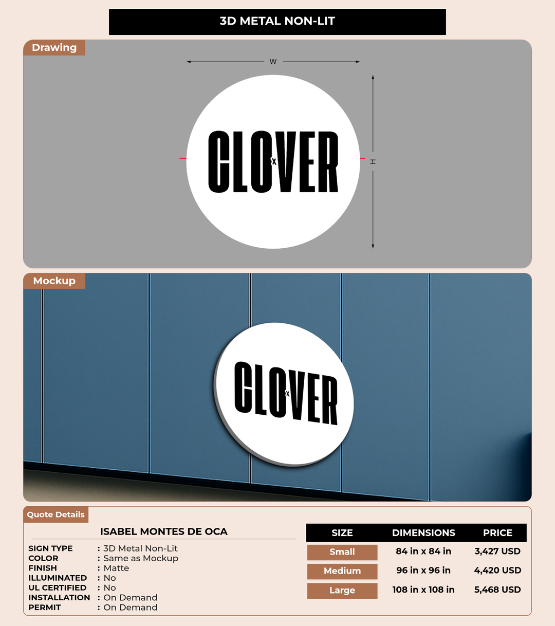 CUSTOM MOCKUP SIGN FOR Isabel Montes de Oca
