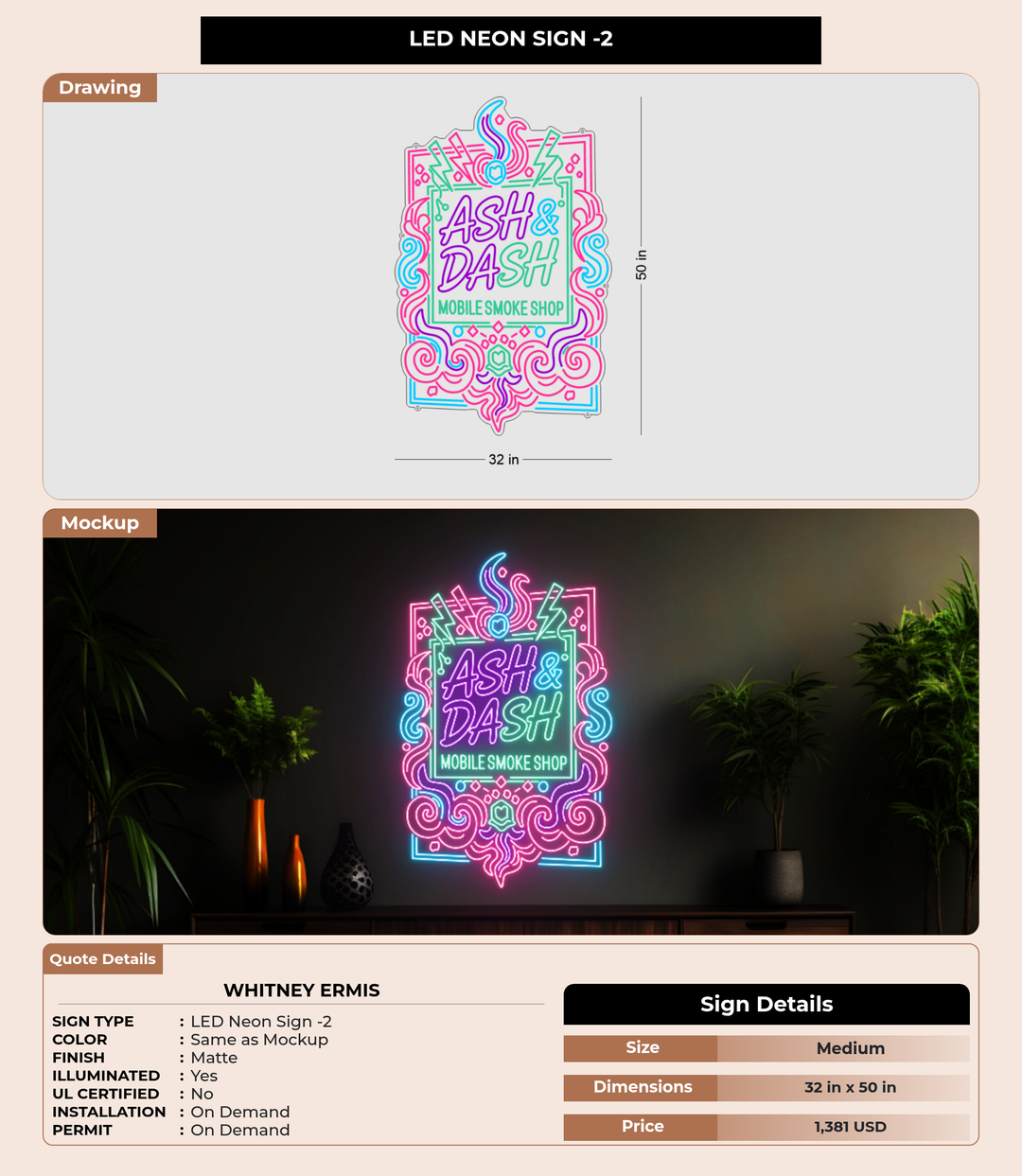CUSTOM MOCKUP SIGN FOR Whitney Ermis