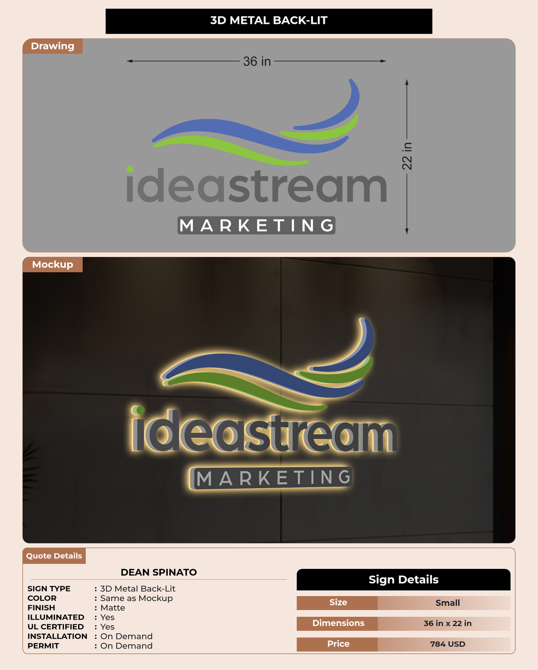 CUSTOM MOCKUP SIGN FOR Dean Spinato