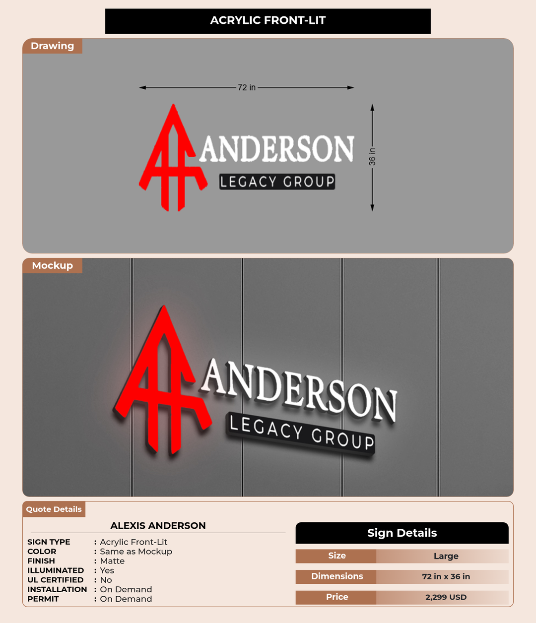 CUSTOM MOCKUP SIGN FOR Alexis Anderson