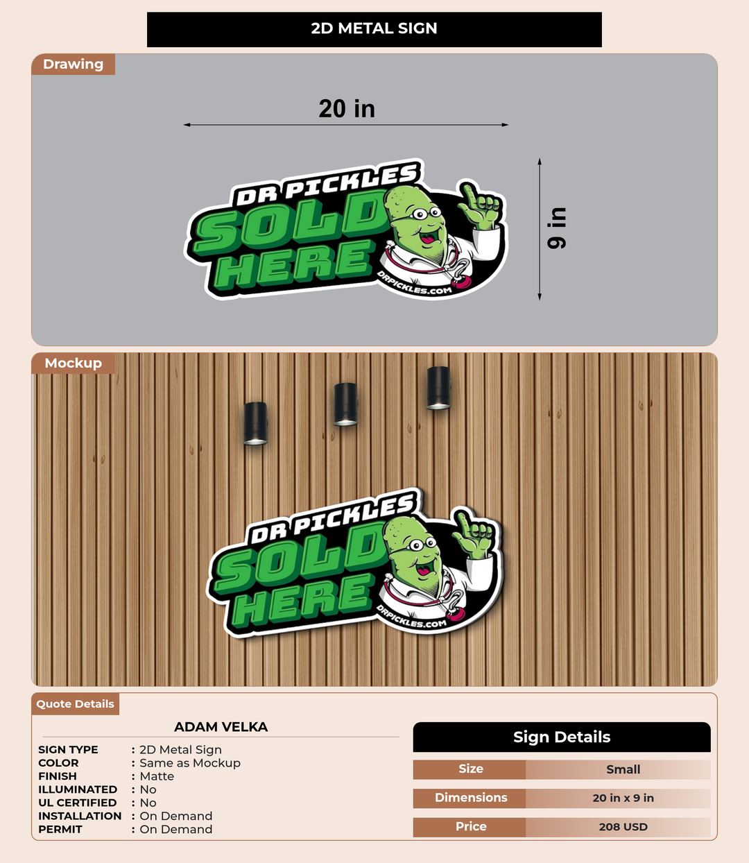 CUSTOM MOCKUP SIGN FOR Adam Velka