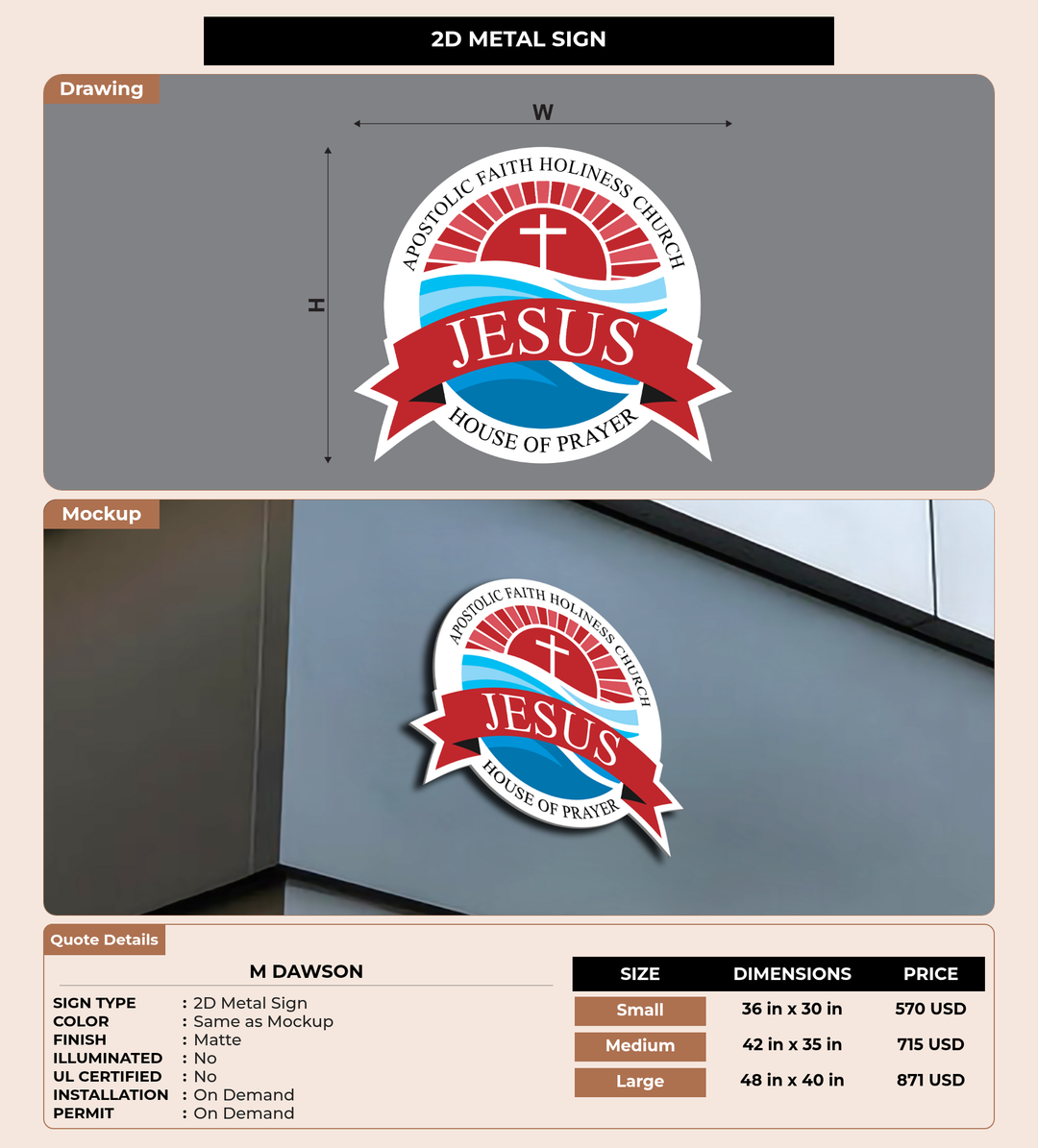 CUSTOM MOCKUP SIGN FOR M Dawson