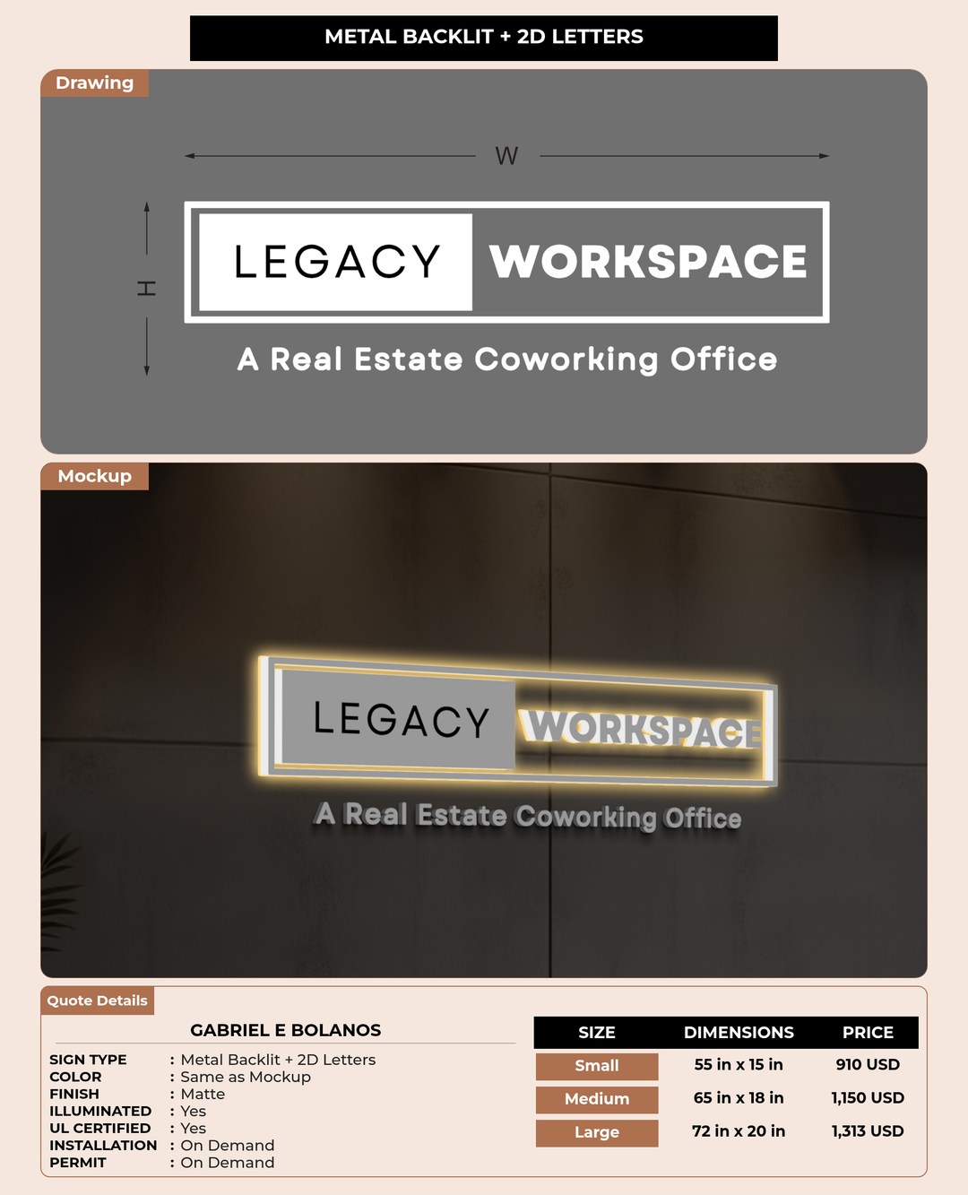 CUSTOM MOCKUP SIGN FOR Gabriel E Bolanos