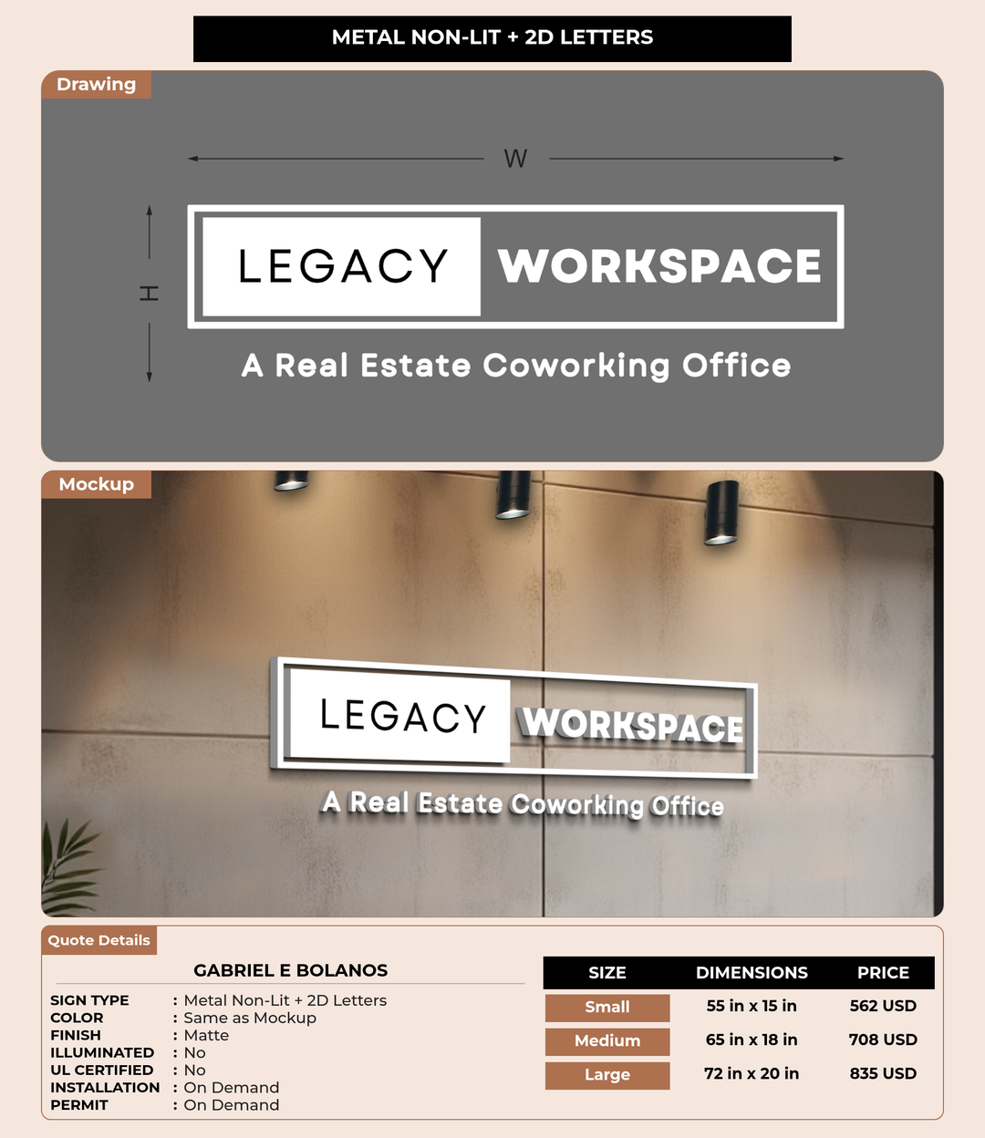 CUSTOM MOCKUP SIGN FOR Gabriel E Bolanos