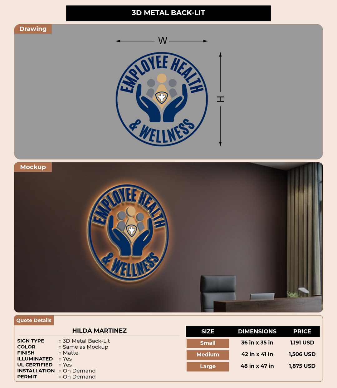CUSTOM MOCKUP SIGN FOR Hilda martinez