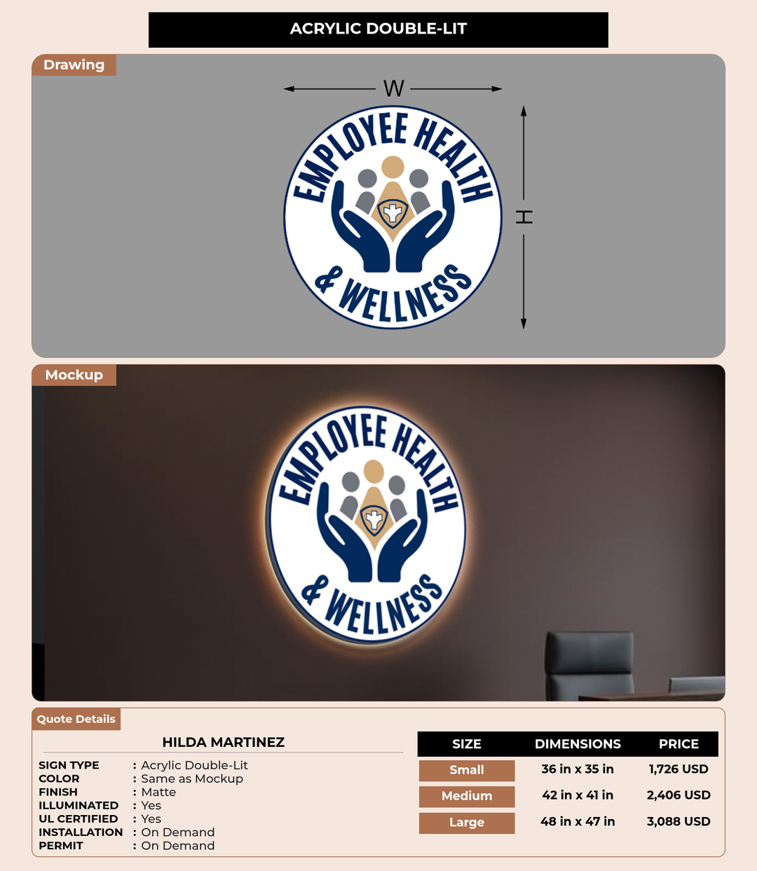 CUSTOM MOCKUP SIGN FOR Hilda martinez