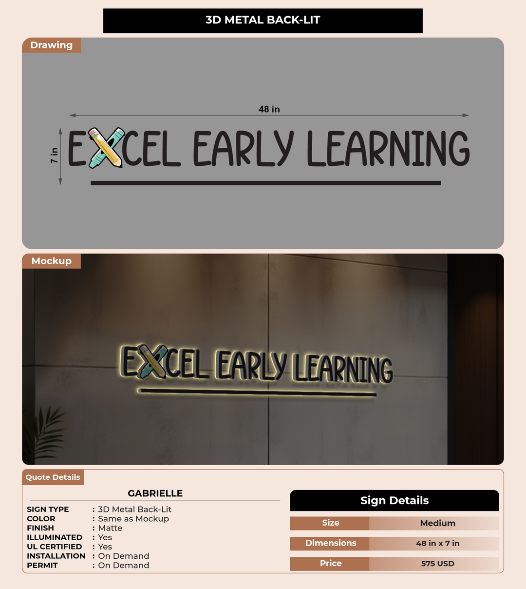 CUSTOM MOCKUP SIGN FOR Gabrielle