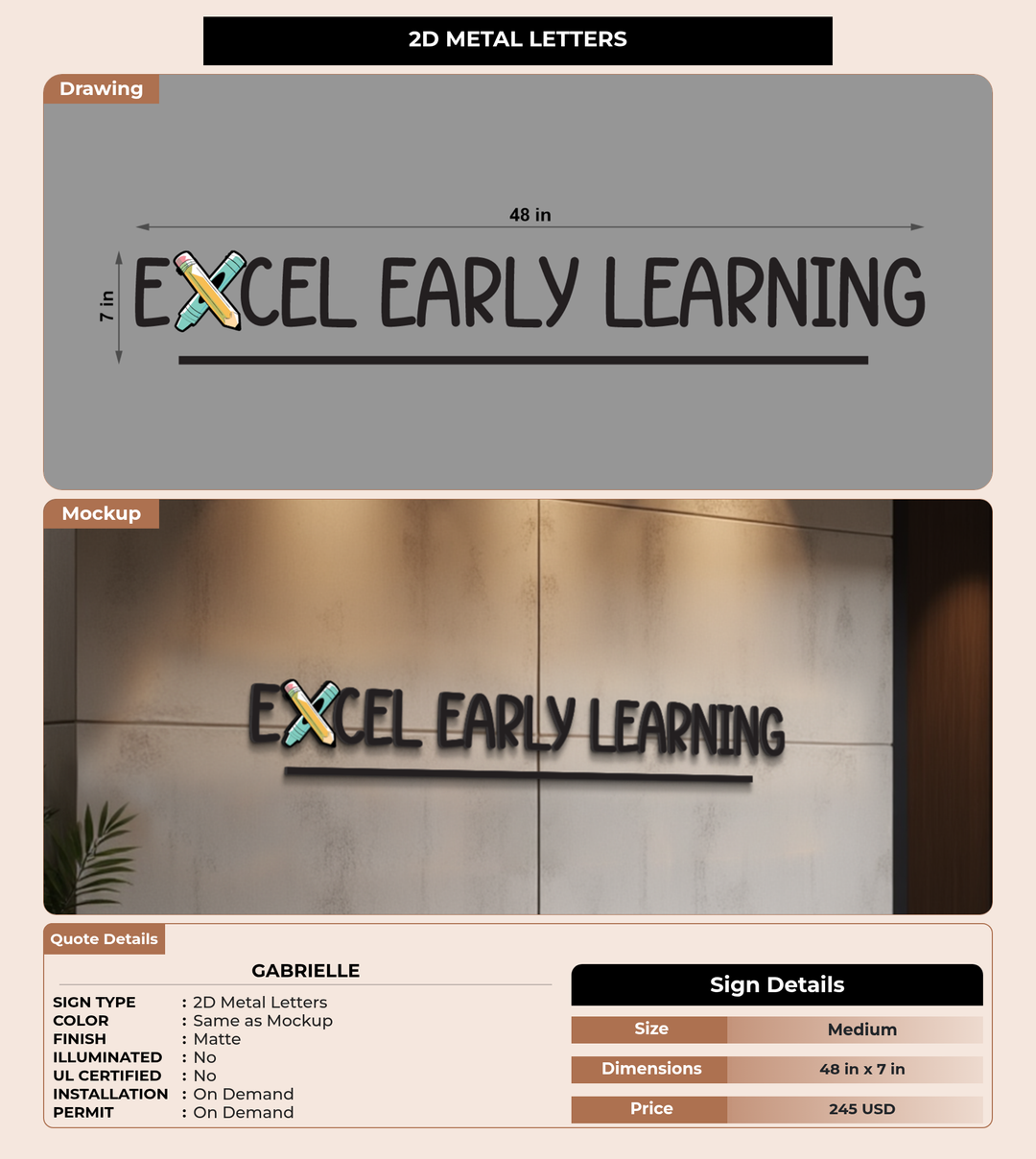 CUSTOM MOCKUP SIGN FOR Gabrielle