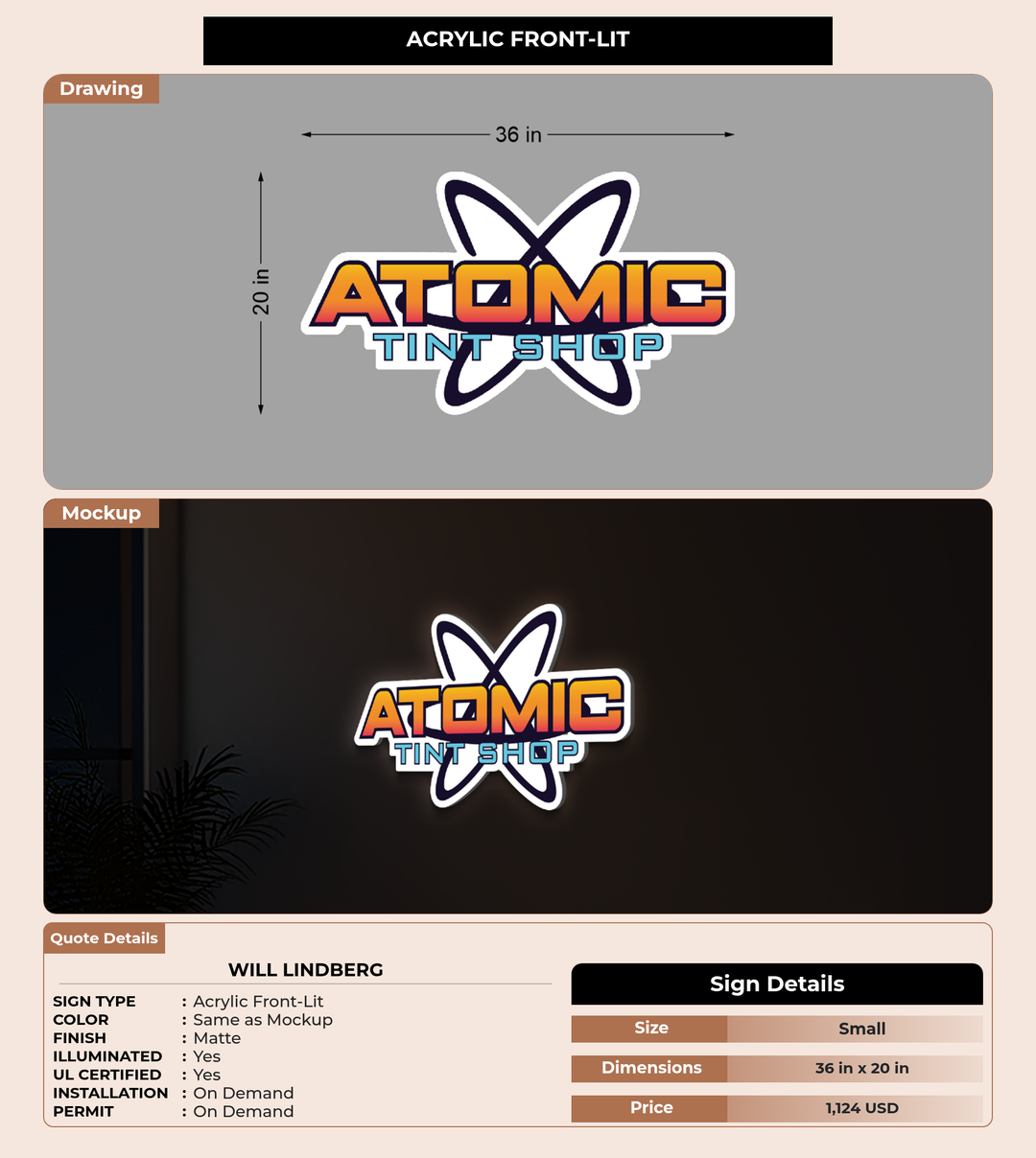 CUSTOM MOCKUP SIGN FOR WILL LINDBERG