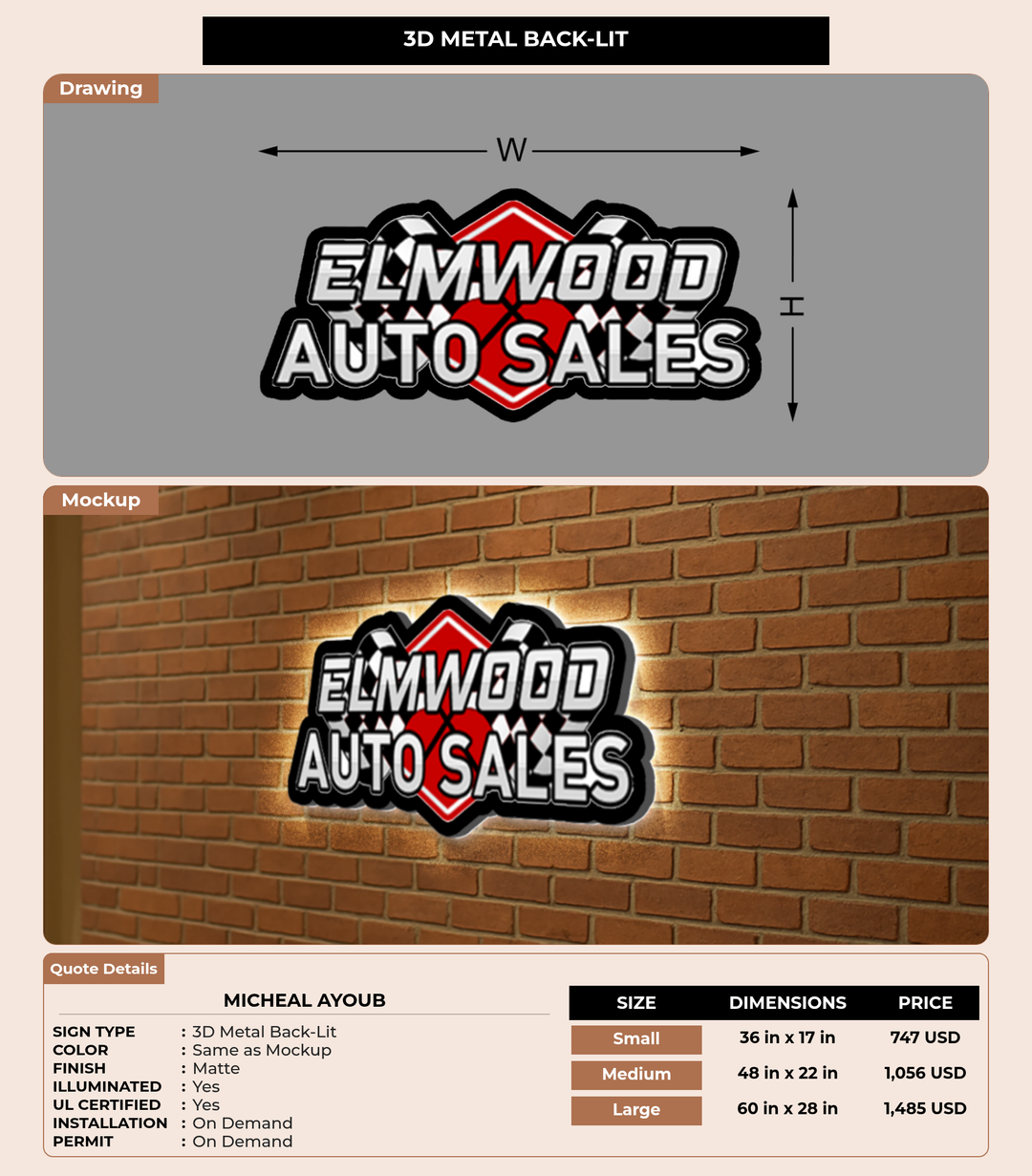 CUSTOM MOCKUP SIGN FOR micheal ayoub