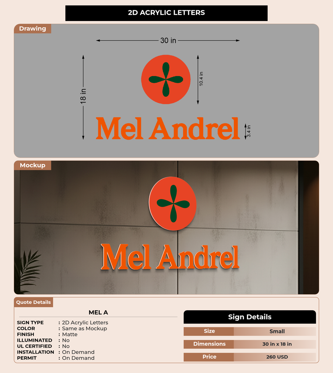 CUSTOM MOCKUP SIGN FOR Mel A
