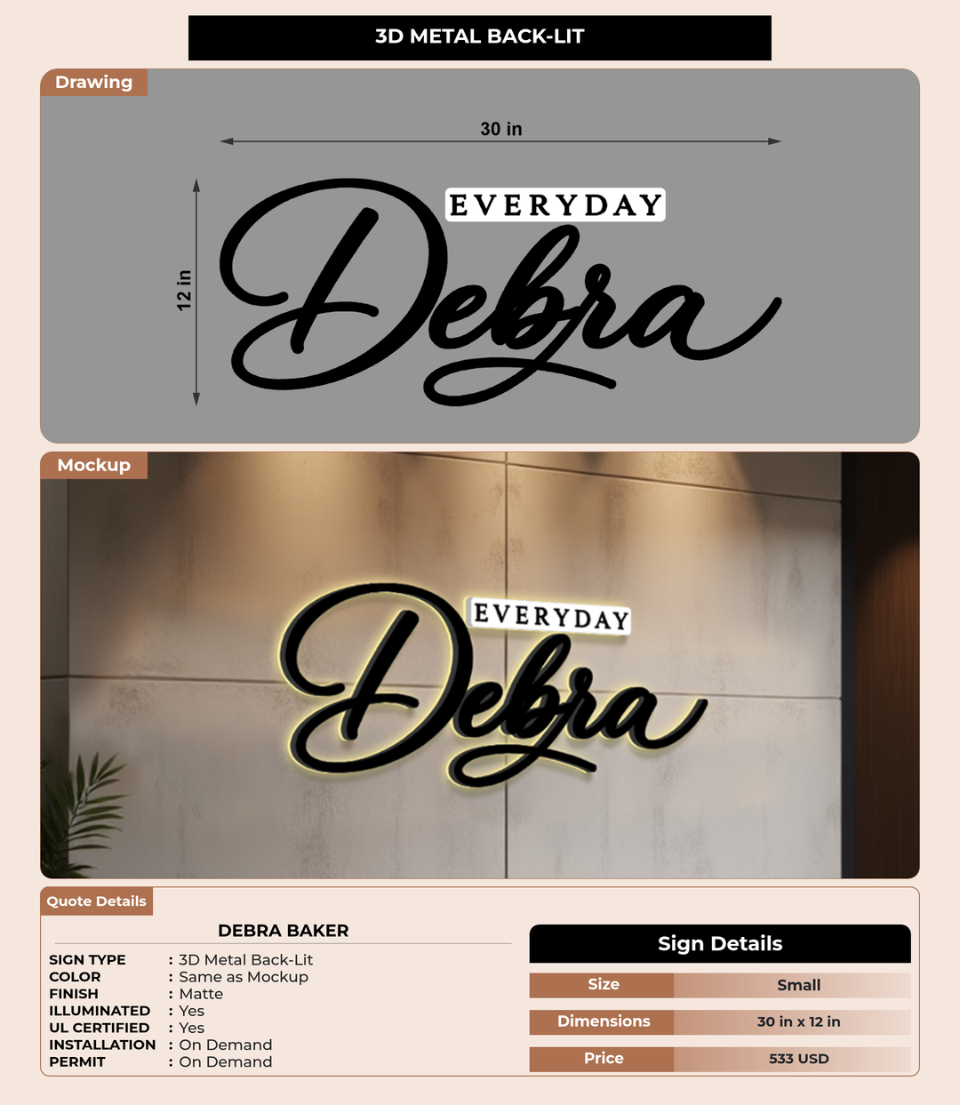 CUSTOM MOCKUP SIGN FOR Debra Baker