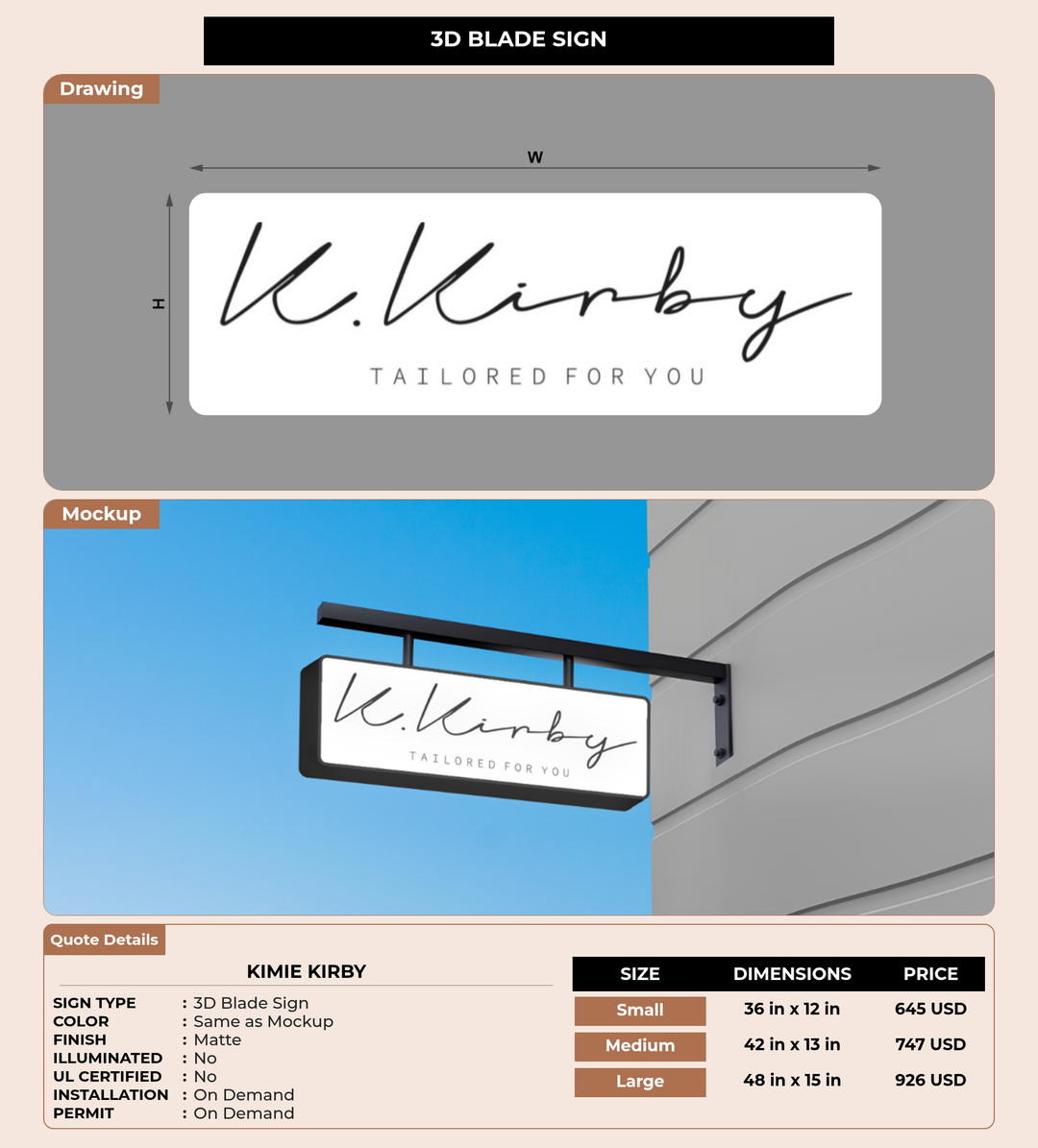 CUSTOM MOCKUP SIGN FOR Kimie Kirby