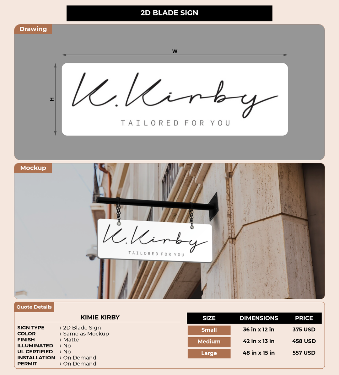 CUSTOM MOCKUP SIGN FOR Kimie Kirby