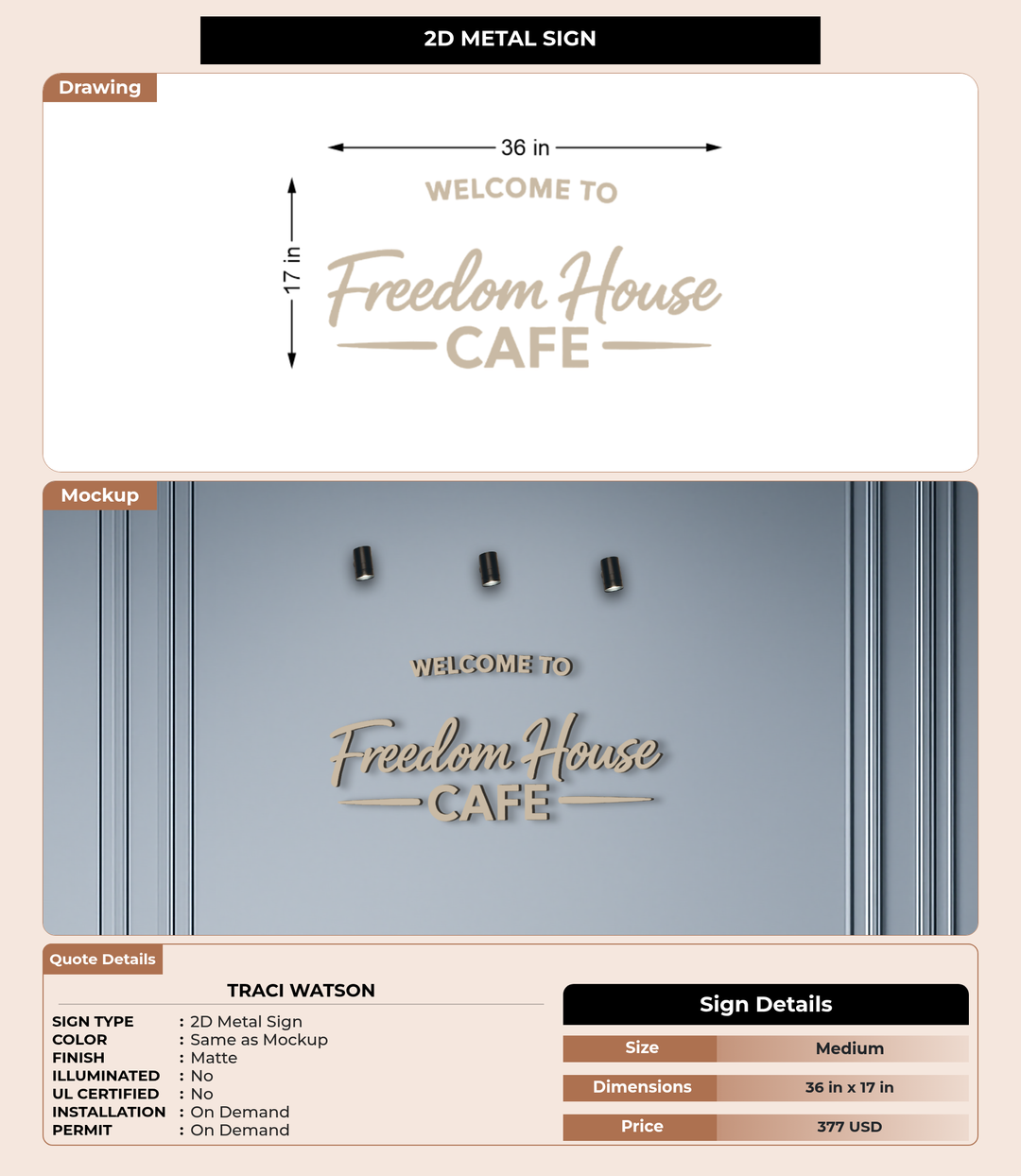 CUSTOM MOCKUP SIGN FOR Traci  Watson