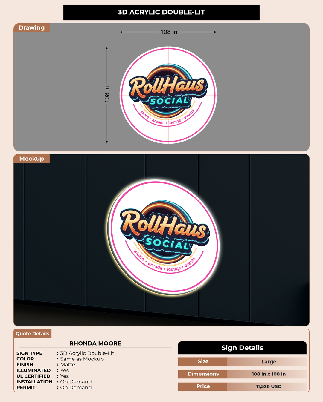 CUSTOM MOCKUP SIGN FOR Rhonda  Moore