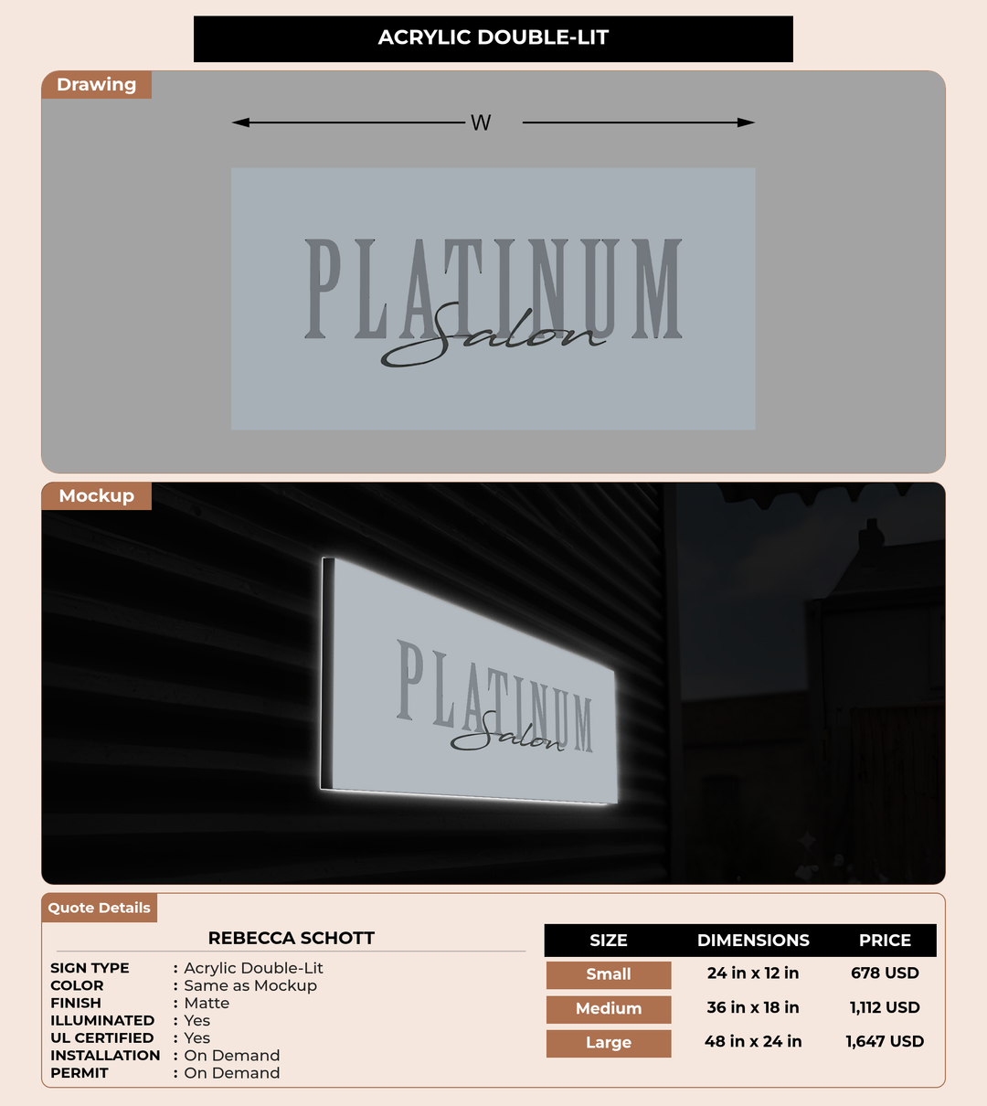 CUSTOM MOCKUP SIGN FOR Rebecca Schott
