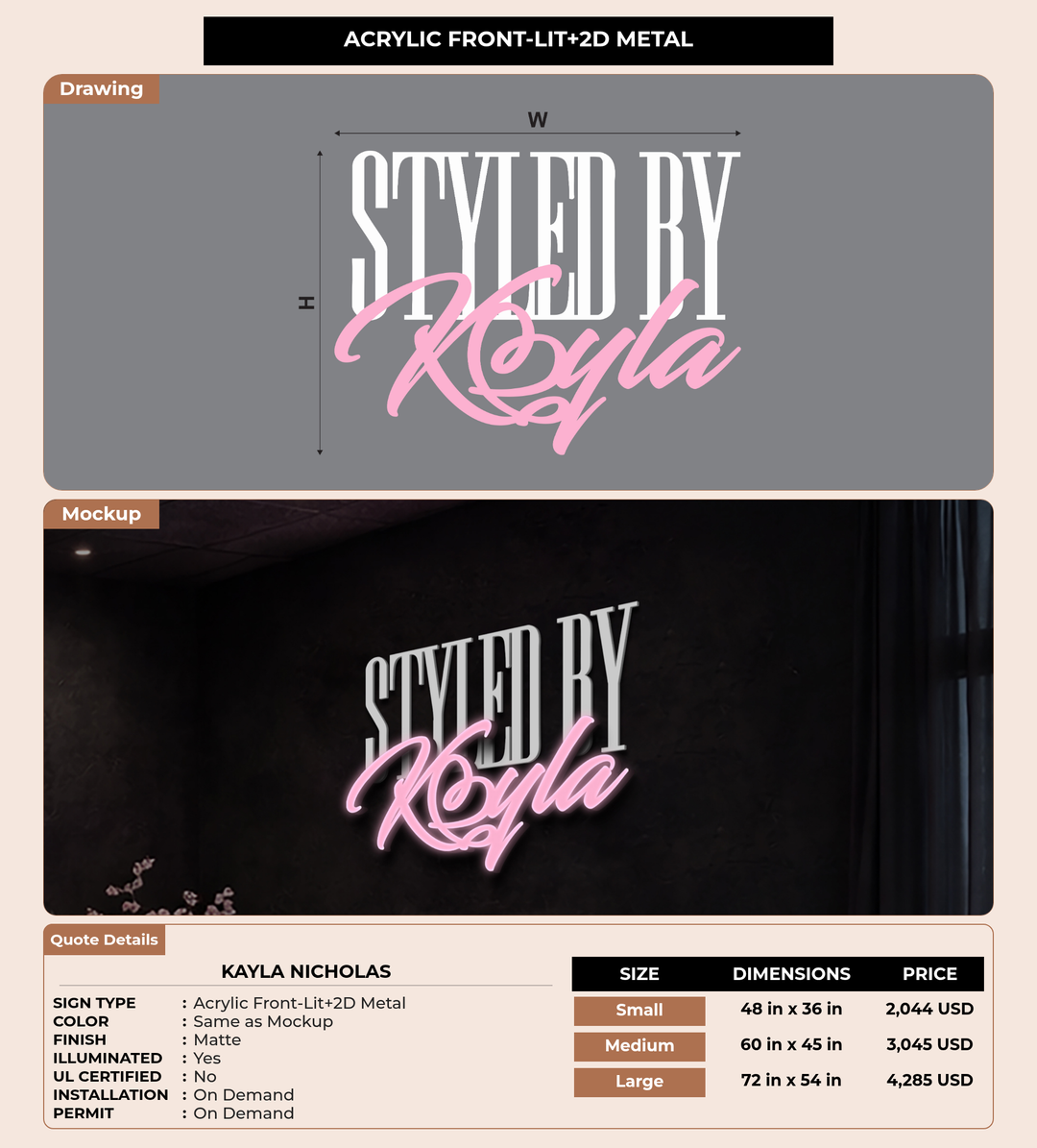 CUSTOM MOCKUP SIGN FOR Kayla Nicholas