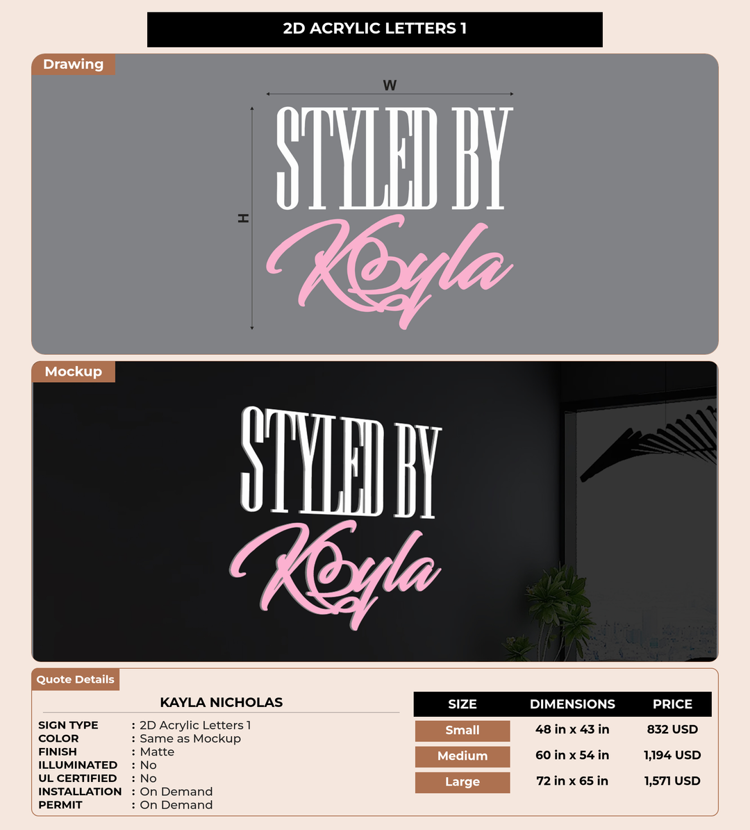CUSTOM MOCKUP SIGN FOR Kayla Nicholas