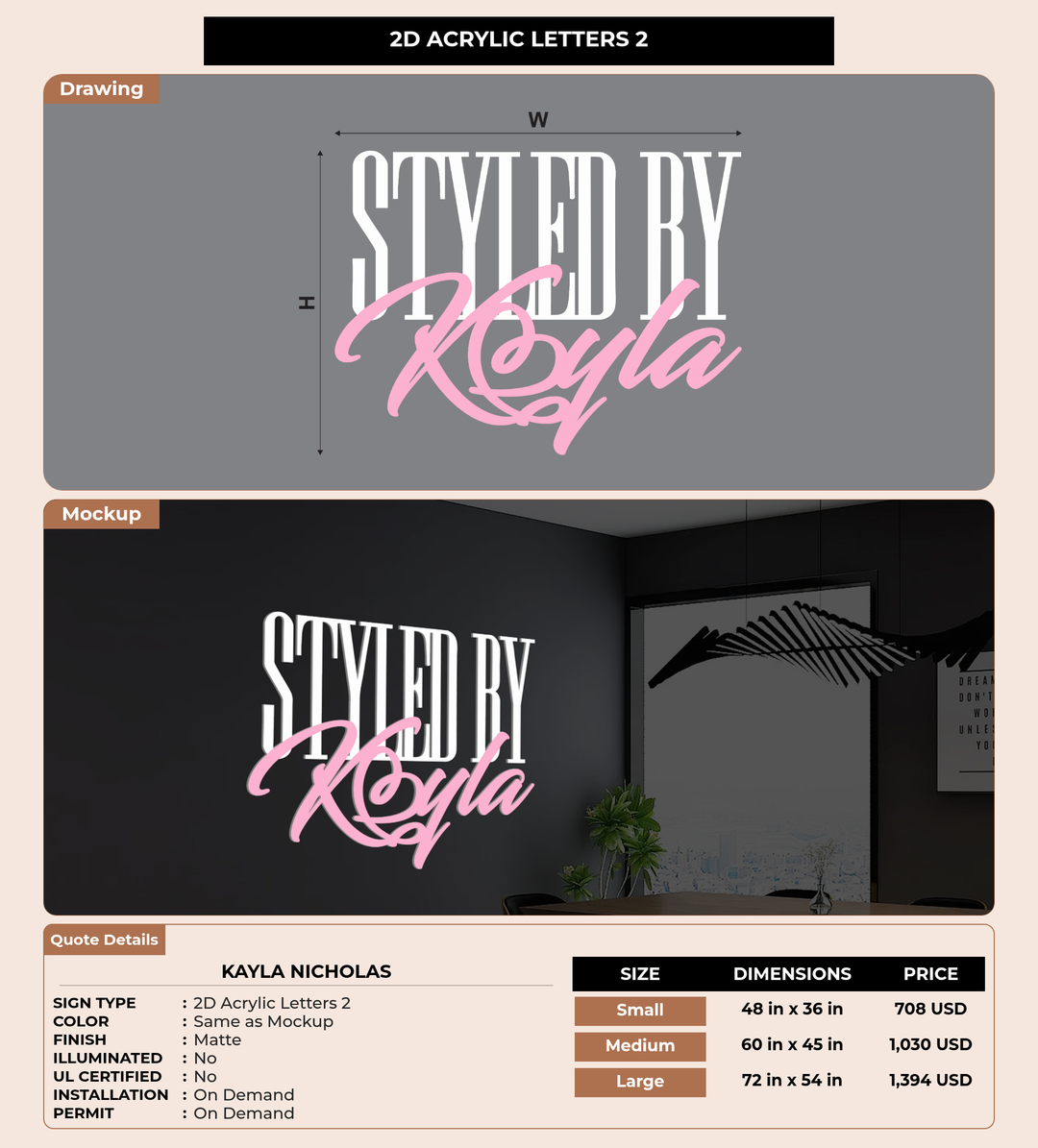 CUSTOM MOCKUP SIGN FOR Kayla Nicholas